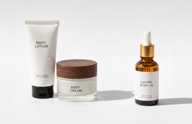 ボディクリームとローションとオイルボトル