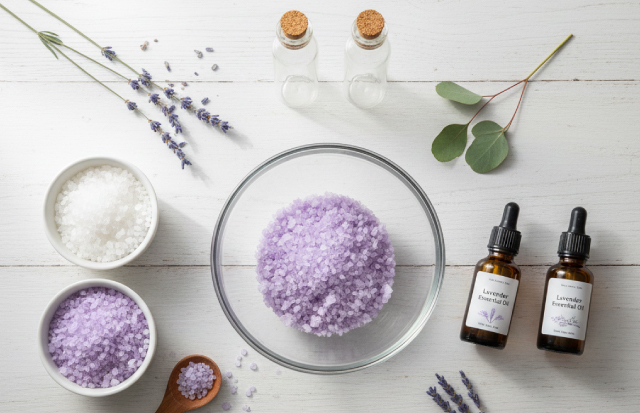 精油を混ぜたバスソルト