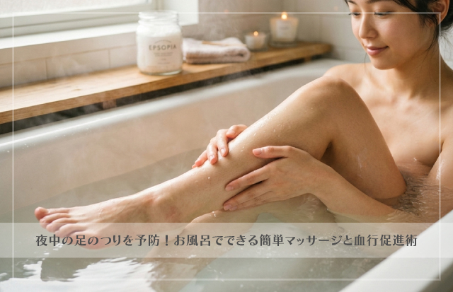 湯船に浸かりリラックスしている女性